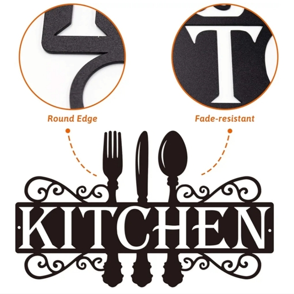 Metal Kitchen Sign, Dining Room Wall Decor Kitchen Word Art Farmhouse Cooking - Picture 4 of 7